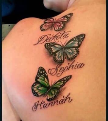 tatuajes de mariposas con nombres para mujeres