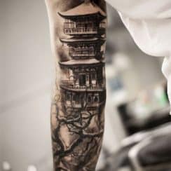 Representativos diseños de tatuajes casas chinas