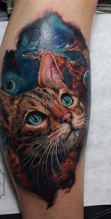 tatuajes de gatos realistas a color