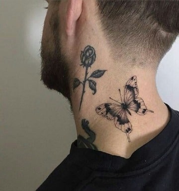 tatuajes de mariposas en el cuello para hombres