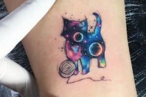 tatuajes de siluetas de gatos a color