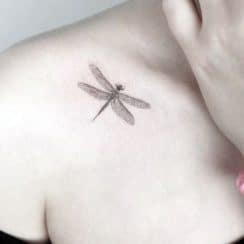 4 imagenes de tatuajes de libelulas de diferente tamaño