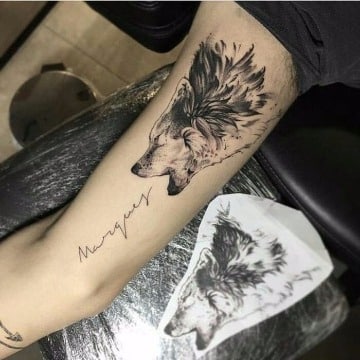 diseños de tatuajes de lobos en el brazo