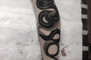 Negros tatuajes de serpientes en la pierna 2 simples