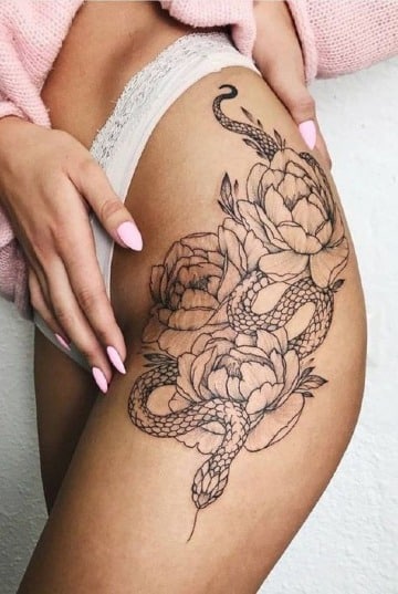 tatuajes de serpientes en la pierna para mujer