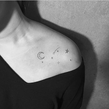 bonitos tatuajes de luna y estrellas