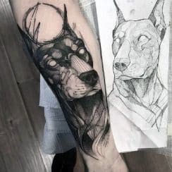 4 adorables tatuajes de perros doberman