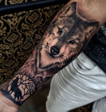 tatuajes de perros lobos para hombres