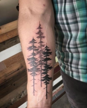 diseños de tatuajes de pinos en el antebrazo