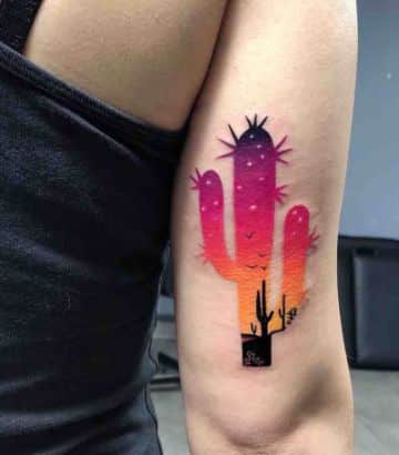 tatuajes de cactus a color pequeños