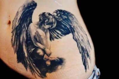 tatuajes de hadas y angeles realista a negros