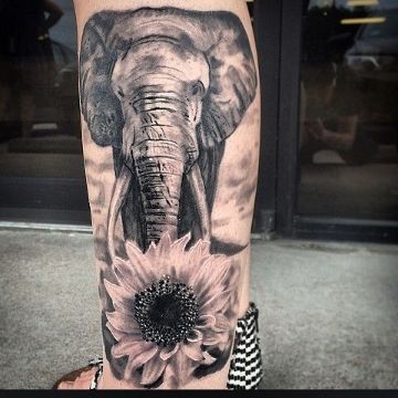 tatuajes de elefantes en la pierna realistas