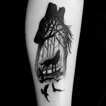tatuajes de lobos aullando conceptuales