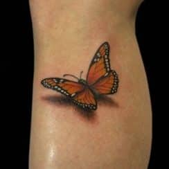 Bases negras en hermosos tatuajes de mariposas en 3d