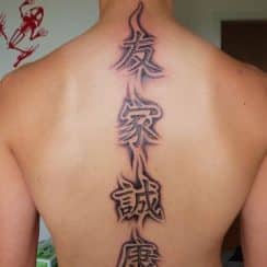 Esquema con 32 ideas en tatuajes letras chinas en la espalda