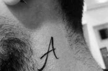 Delicados tatuajes de letras en el cuello a 2 colores