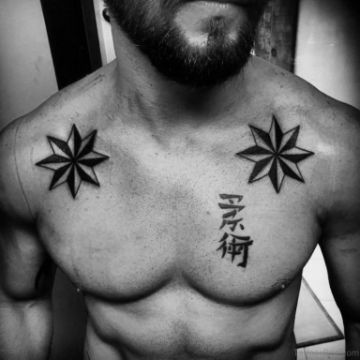 tatuajes de estrellas con sombra para hombre de ocho picos