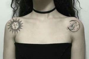 tatuajes de sol con luna en hombros