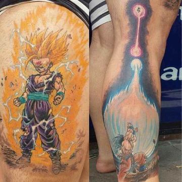 imagenes de tatuajes de dragon ball z en pierna