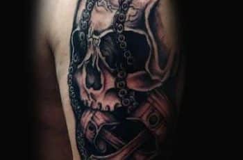 Ideas tatuajes de cadenas de moto en el brazo y 3 zonas mas