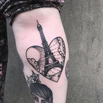 tatuajes de la torre de paris estilo tradicional americano