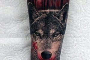 tatuajes de bosques con lobos rostros 1