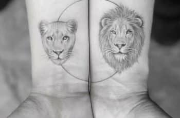 Creativos tatuajes de leon y leona para 2 lienzos