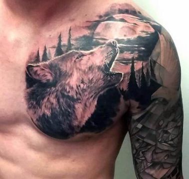tatuajes de lobos aullando a la luna posicionamiento