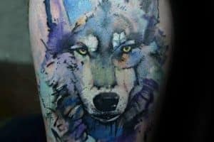 tatuajes de lobos en acuarela textura genial