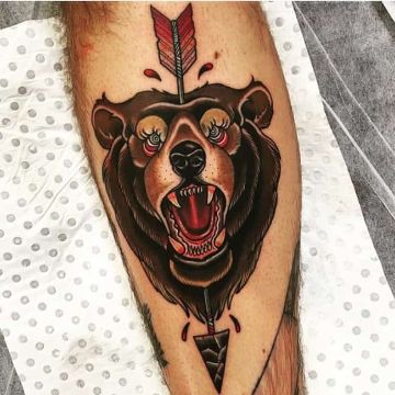 tatuajes de osos pardos neotradicional