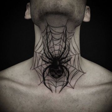 tatuajes de arañas en el cuello grande