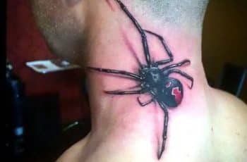 Sorprendentes tatuajes de arañas en el cuello en 3d