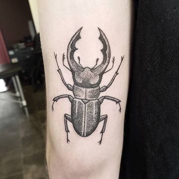 tatuajes de escarabajos para hombres dotwork