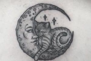 tatuajes de gatos con luna dibujos divertidos