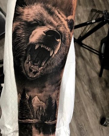 tatuajes de osos grizzly realista