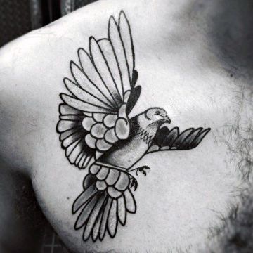 tatuajes de palomas en la espalda lineas marcadas