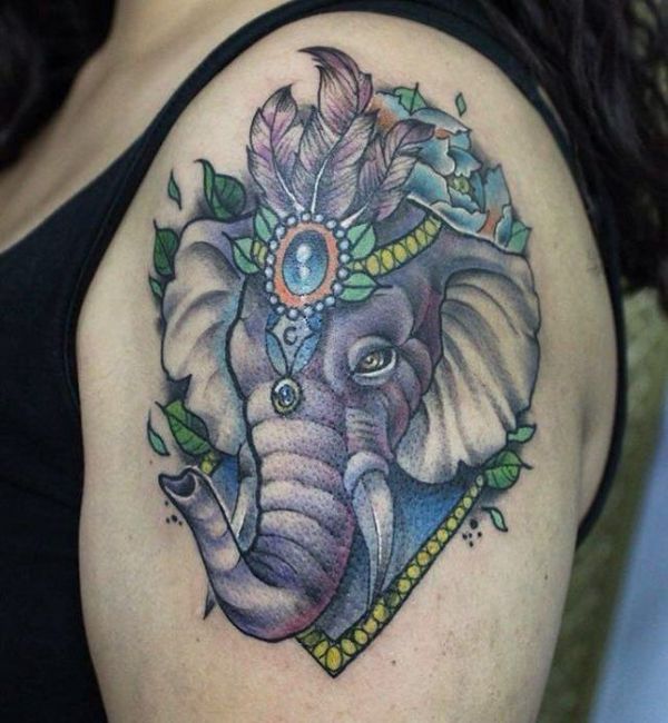 tatuajes de elefantes indios coloridos