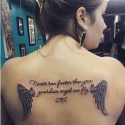 Alas y 3 tatuajes de angelitos con frases de esperanza