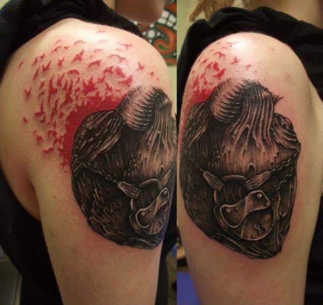 tatuajes de corazones en el hombro 3d
