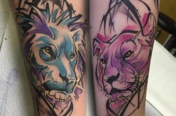 Ideas tatuajes de parejas de leones 2 lienzos o uno solo