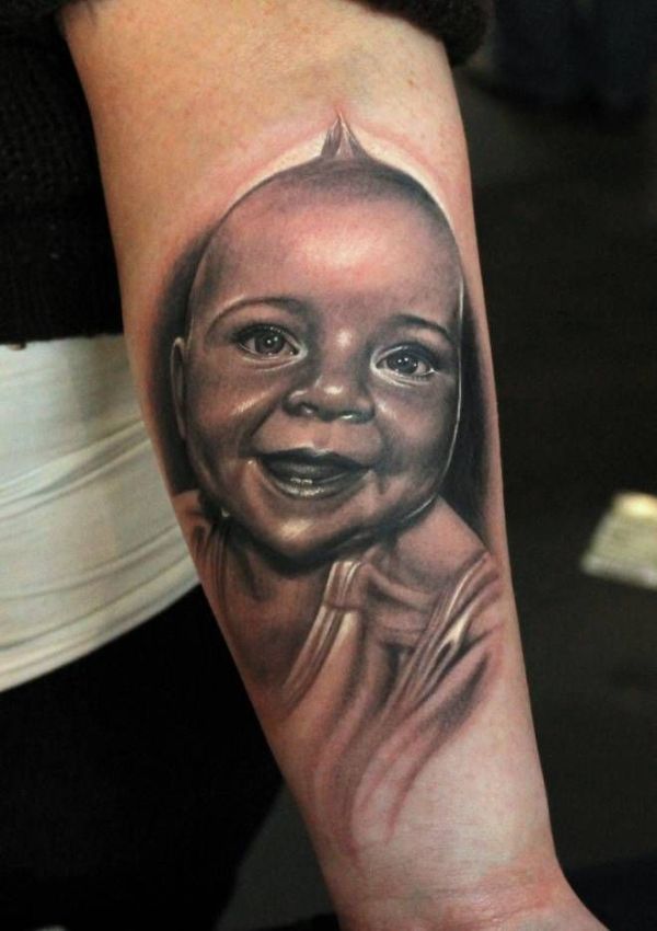 tatuajes de rostros en 3d retrato de bebe