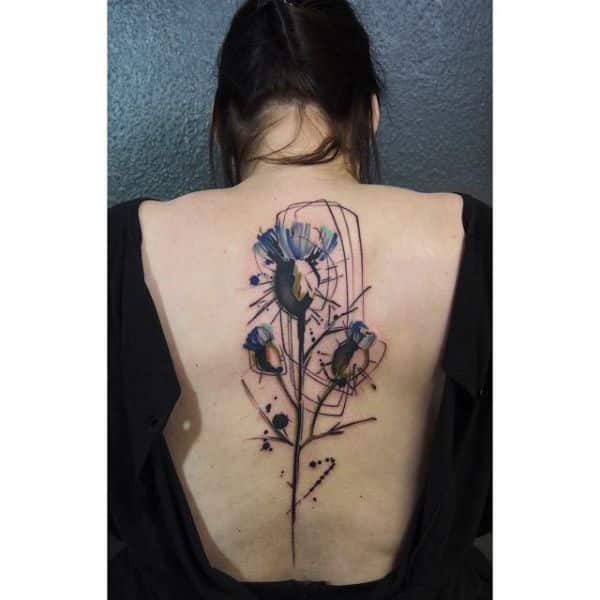tatuajes de flores en la espalda trash polka