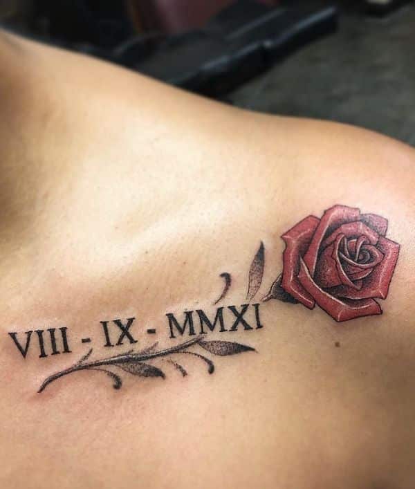 tatuajes de rosas en la clavicula con fechas