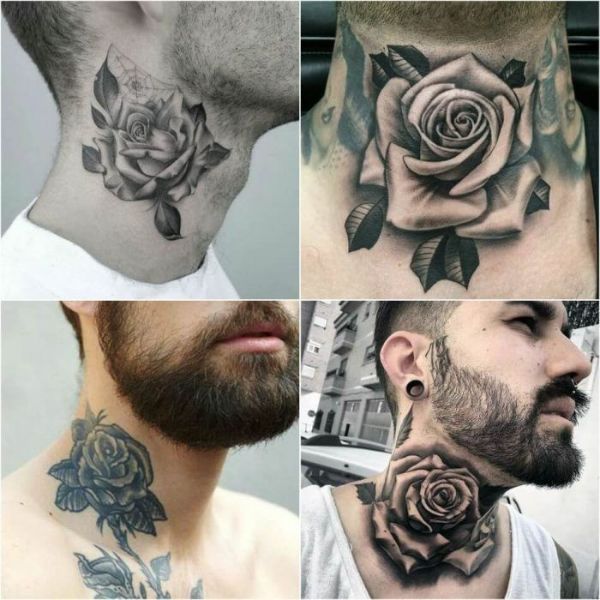 tatuajes rosas para hombres en el cuello