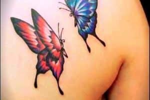 tatuajes de mariposas en el hombro a colores
