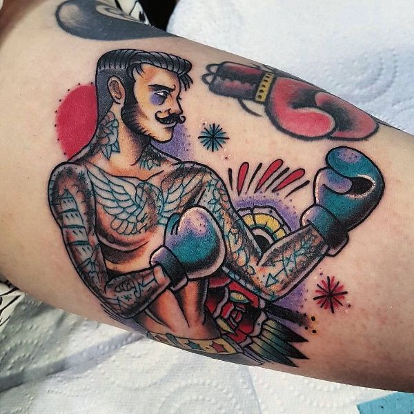 tatuajes de boxeo para hombres boxeador clasico