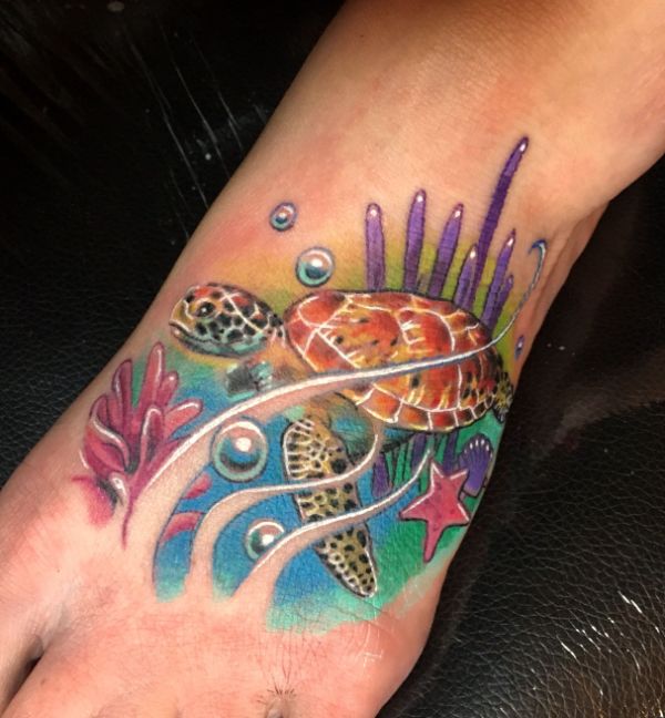 tatuajes de fondos marinos ideas para pies