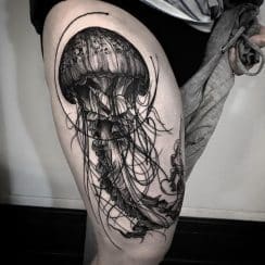 3 estilos tatuajes medusas marinas en pierna y brazo