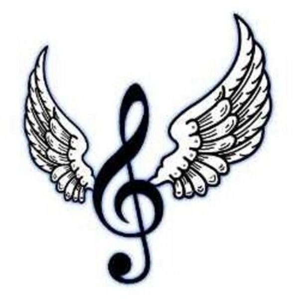 tatuajes de notas musicales con alas sol