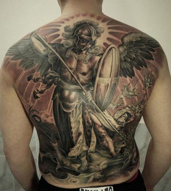 diseño de angeles para tatuajes para espalda